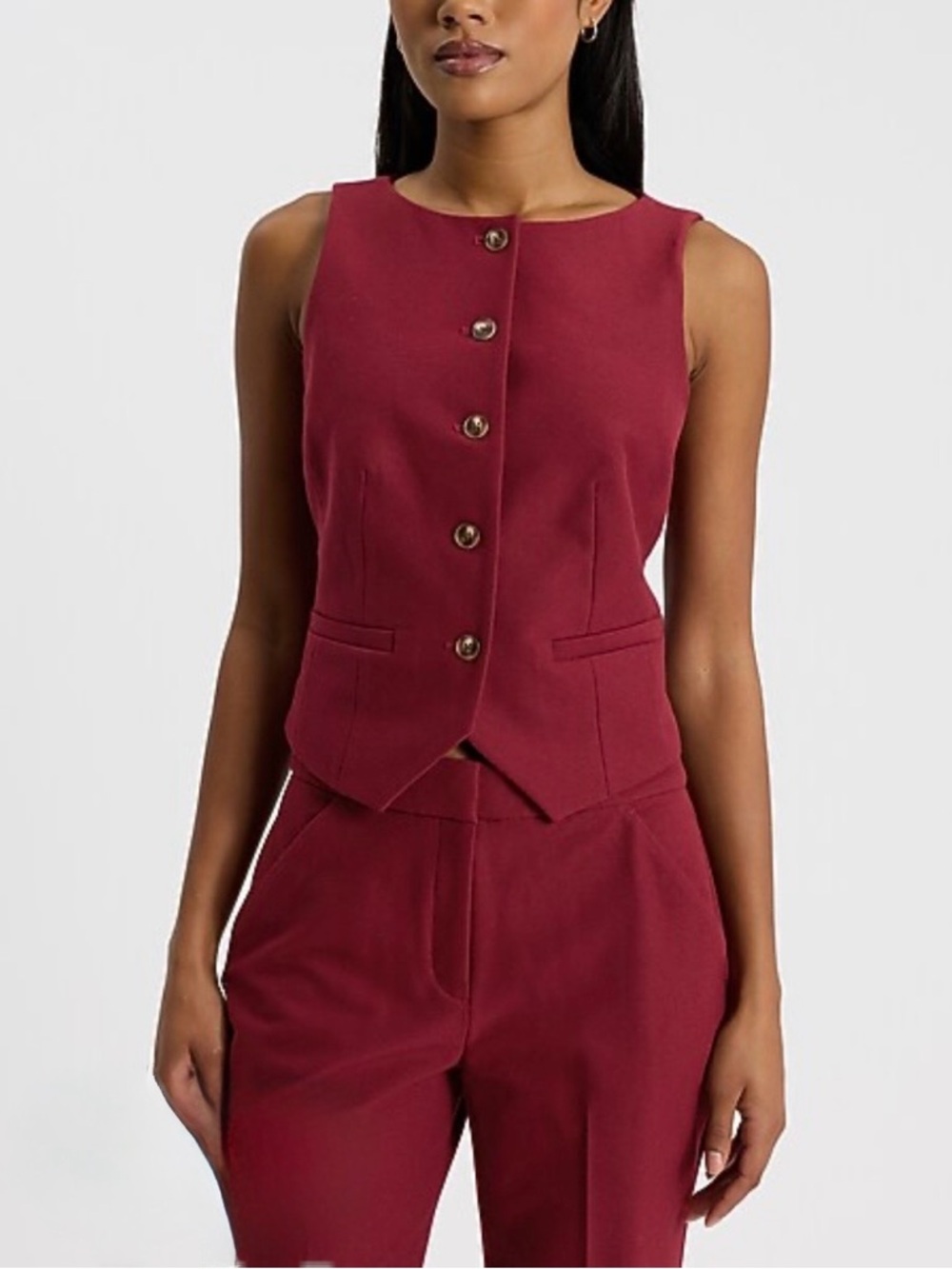 🆕 Express Boat Neck Button Front Blazer Vest NWT